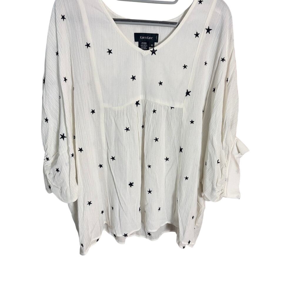 Karen Kane Star Blouse Medium Dohlman Sleeves Boxy‎ Cut Boho Peasant Top Flowy